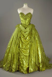 Ndyad Gold Sweetheart Glitter Beaded Tulle Ball Gowns Formal Evening Gowns HZ1024