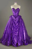 Ndyad Blue Sweetheart Glitter Beaded Tulle Ball Gowns Formal Evening Gowns HZ1024