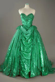 Ndyad Gold Sweetheart Glitter Beaded Tulle Ball Gowns Formal Evening Gowns HZ1024