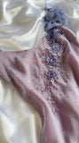 Ndyad Purple Spaghetti Straps Sheath Sparkling Beaded Chiffon Short Prom Dresses Applique Party Dresses HZ1024