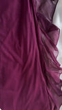 Ndyad Grape One Shoulder Shiny Chiffon Sheath Elegant Party Dress with Ruffles HZ1024
