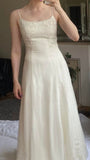 Ndyad Apricot Spaghetti Straps Chiffon Empire Dress Shiny Beaded Long Simple Formal Evening Dress HZ1024
