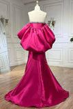 Ndyad Fuchsia Sweetheart Mermaid Satin Long Prom Dress Simple Formal Evening Dress HZ1024