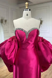 Ndyad Fuchsia Sweetheart Mermaid Satin Long Prom Dress Simple Formal Evening Dress HZ1024