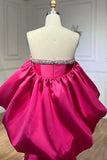 Ndyad Fuchsia Sweetheart Mermaid Satin Long Prom Dress Simple Formal Evening Dress HZ1024