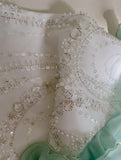 Ndyad Mint Green Spaghetti Straps Chiffon Ruffled Prom Dresses Shiny Beaded Sequined Backless Evening Dresses HZ1024