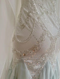 Ndyad Mint Green Spaghetti Straps Chiffon Ruffled Prom Dresses Shiny Beaded Sequined Backless Evening Dresses HZ1024