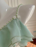 Ndyad Mint Green Spaghetti Straps Chiffon Ruffled Prom Dresses Shiny Beaded Sequined Backless Evening Dresses HZ1024