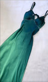 Ndyad Gradient Teal V-neck Spaghetti Strap Satin Party Dresses Elegant Backless Prom Dress HZ1024