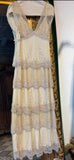 Ndyad Pearl White V-neck Chiffon Beaded Evening Dresses Simple Wedding Guest Dresses with Embroidered Appliques HZ1024