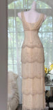 Ndyad Pearl White V-neck Chiffon Beaded Evening Dresses Simple Wedding Guest Dresses with Embroidered Appliques HZ1024
