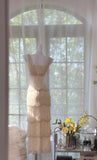 Ndyad Pearl White V-neck Chiffon Beaded Evening Dresses Simple Wedding Guest Dresses with Embroidered Appliques HZ1024