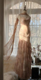 Ndyad Spaghetti Straps Printed Chiffon Sheath Sparkling Beaded Evening Dress HZ1024