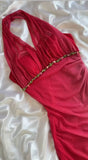 Ndyad Gradient Red Halter Sheath Party Dress Elegant Gothic Glitter Chiffon Prom Dress HZ1024
