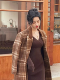 Ndyad retro Klein blue V neck hip-wrapped knitted dress HZ1024