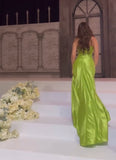 Ndyad Green Strapless Mermaid Formal Dresses Sweetheart Evening Dresses Elegant Satin Long Prom Dresses HZ1024