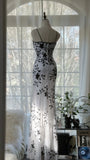 Ndyad Elegant Spaghetti Straps Mermaid Applique Chiffon Evening Dress Party Dress HZ1024