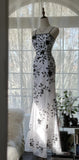 Ndyad Elegant Spaghetti Straps Mermaid Applique Chiffon Evening Dress Party Dress HZ1024