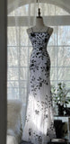 Ndyad Elegant Spaghetti Straps Mermaid Applique Chiffon Evening Dress Party Dress HZ1024