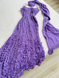 Ndyad Purple Spaghetti Strap Chiffon Party Dress Vintage Cocktail Dress HZ1024