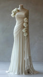 Ndyad Chiffon Evening Dress Strapless Prom Dress Wedding Dress HZ1024