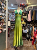 Ndyad Gradient Green V-Neck Satin Backless Long Party Dresses HZ1024