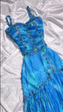 Ndyad Blue Spaghetti Straps A-Line Chiffon Beaded Party Dresses Homecoming Dress HZ1024