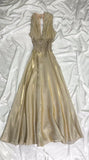 Ndyad Glitter Satin Deep V A-Line Prom Dress Backless Party Dresses HZ1024