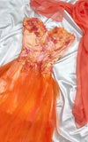 Ndyad Orange Strapless Short Sweetheart Neck Tulle A-Line Short Prom Evening Dress Homecoming Dress HZ1024