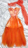 Ndyad Orange Strapless Short Sweetheart Neck Tulle A-Line Short Prom Evening Dress Homecoming Dress HZ1024