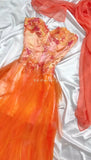 Ndyad Orange Strapless Short Sweetheart Neck Tulle A-Line Short Prom Evening Dress Homecoming Dress HZ1024