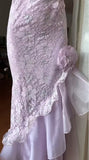 Ndyad Purple Strapless Lace Chiffon Party Dress Elegant Evening Dress HZ1024