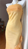 Ndyad Strapless Ruffled Sheath Party Dresses Gradient Orange Formal Evening Dress HZ1024