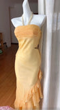 Ndyad Strapless Ruffled Sheath Party Dresses Gradient Orange Formal Evening Dress HZ1024