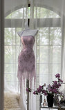 Ndyad Lavender Chiffon Short Evening Dresses for Party Glitter Beaded Backless Homecoming Dress HZ1024