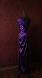Ndyad Dark Purple One Shoulder Satin Sheath Simple Evening Dresses HZ1024