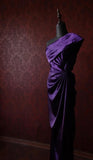 Ndyad Dark Purple One Shoulder Satin Sheath Simple Evening Dresses HZ1024