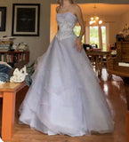 Ndyad Lilac Strapless Tulle A-Line Long Prom Dresses Unique Wedding Dresses HZ1024