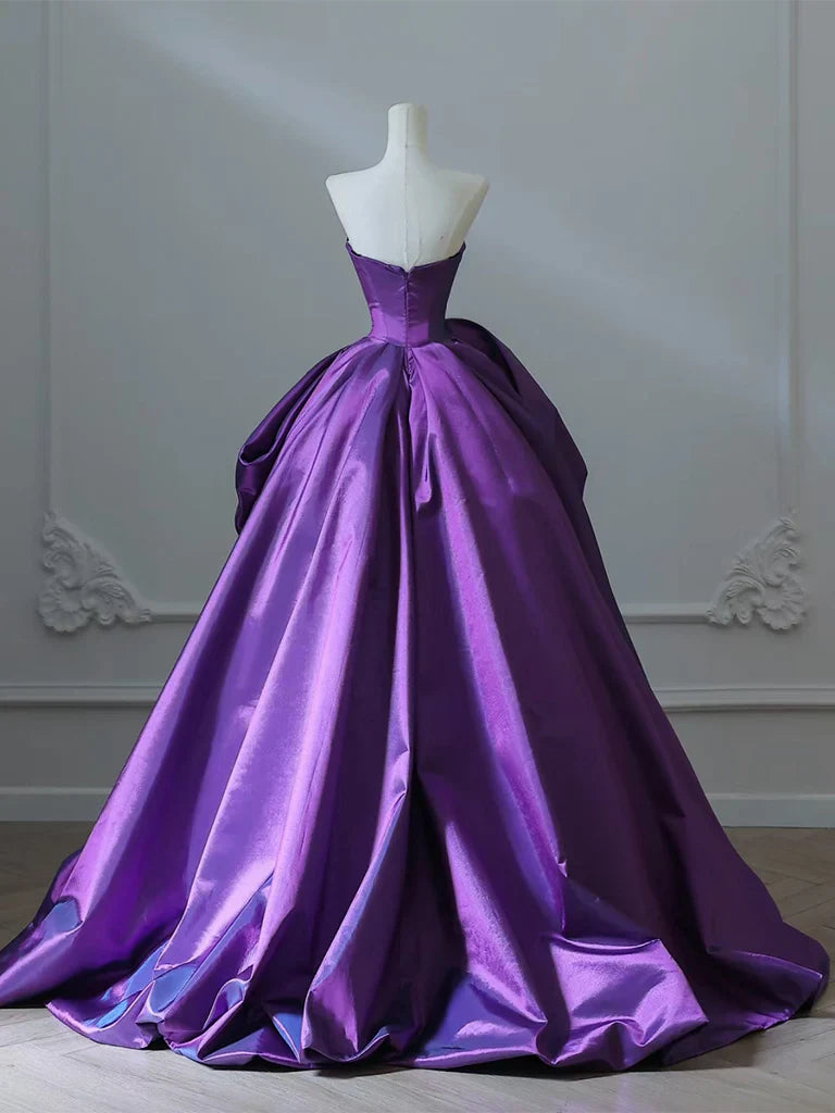 Evafashion Satin Purple Long Prom Dress?? Sweetheart Evening Gown for Special Ocassion Quinceanera Dress HZ1024