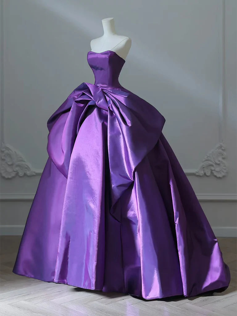 Evafashion Satin Purple Long Prom Dress?? Sweetheart Evening Gown for Special Ocassion Quinceanera Dress HZ1024