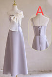 Ndyad Purple Satin with Bow A-Line Bridesmaid Dress, Elegant Formal Evening Dress HZ1024