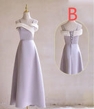 Ndyad Purple Satin with Bow A-Line Bridesmaid Dress, Elegant Formal Evening Dress HZ1024