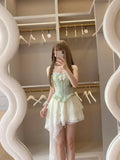 Ndyad Spaghetti Straps A-Line Homecoming Dresses Sweet Lace Short Prom Dress HZ1024
