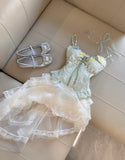 Ndyad Spaghetti Straps A-Line Homecoming Dresses Sweet Lace Short Prom Dress HZ1024