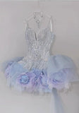 Ndyad V-neck A-Line Short Prom Dress Gorgeous Tulle Homecoming Dress HZ1024