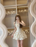 Ndyad Spaghetti Straps Satin Lace Satin Short Prom Dresses Cute A-Line Two-Piece Homecoming Dress HZ1024