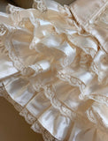 Ndyad Spaghetti Straps Satin Lace Satin Short Prom Dresses Cute A-Line Two-Piece Homecoming Dress HZ1024
