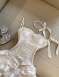 Ndyad Spaghetti Straps Satin Lace Satin Short Prom Dresses Cute A-Line Two-Piece Homecoming Dress HZ1024