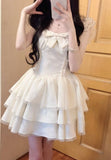 Ndyad Lace Layered Homecoming Dress with Bow Tulle Retro Short Prom Dresses HZ1024