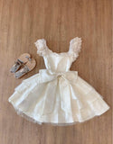 Ndyad Lace Layered Homecoming Dress with Bow Tulle Retro Short Prom Dresses HZ1024